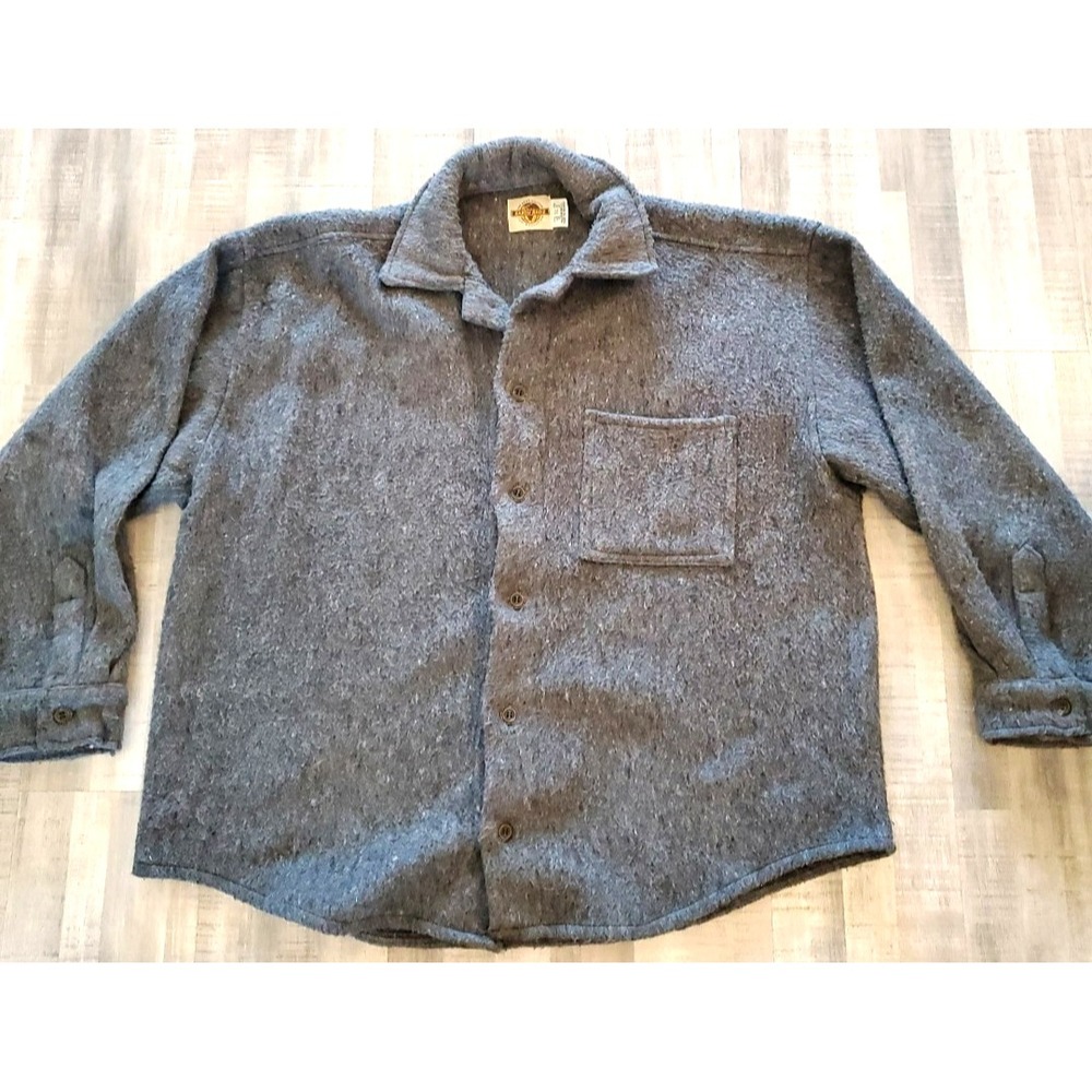 Earth Ragz Heavyweight Mens XL Gray‎ Woven Button Up Shacket Acrylic Blend